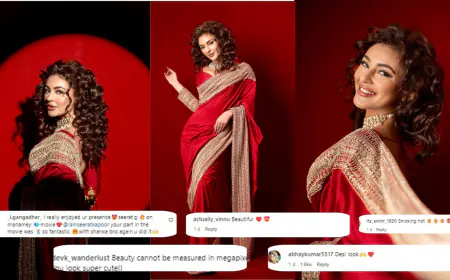 Seerat Kapoor Stuns in Red Saree at 'Manamey' Pre-Release Event: Fans React with Enthusiasm
