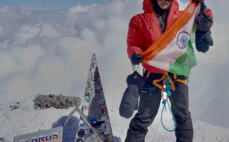 Rina Charanaiya climbs the summit of Mount Elbrus in Russia   