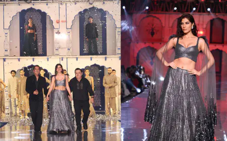 Elnaaz Norouzi showstopper for Rohit Gandhi Rahul Khanna at the grand finale of Jaipur Fashion Connect