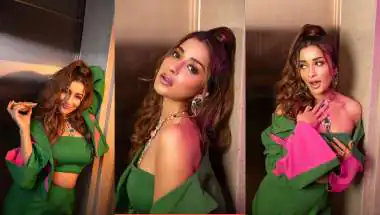 Nyrraa M Banerji's Green Outfit Gains Traction on Social Media
